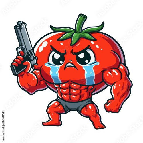 Muscle Tomato with a Gun