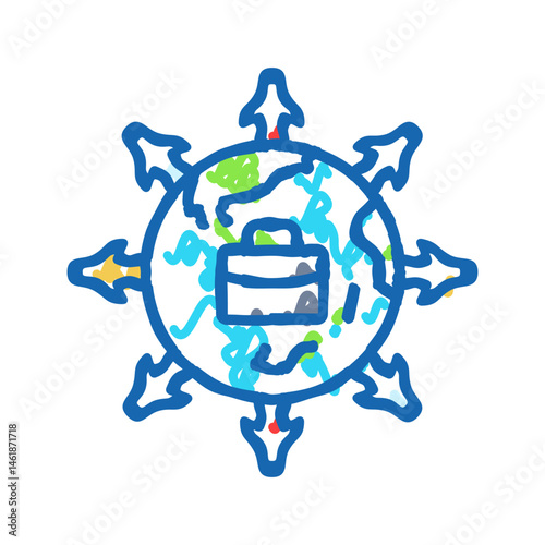 market expansion modern business icon doodle illustration