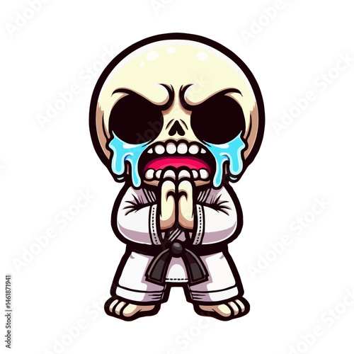 Crying Skeleton in Karate Gi