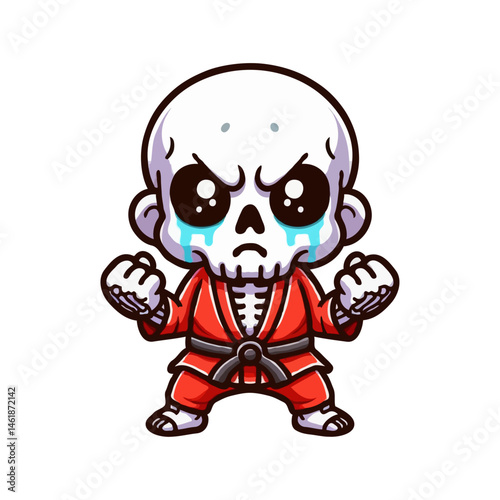 Angry Karate Skeleton Character