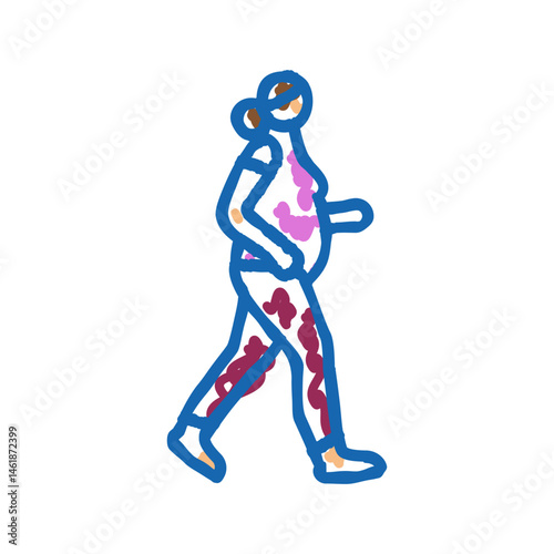 walking pregnant fitness icon doodle illustration