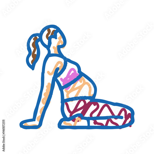 prenatal yoga pregnant fitness icon doodle illustration