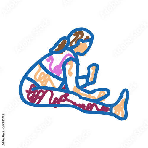 seated forward bend pregnant fitness icon doodle illustration