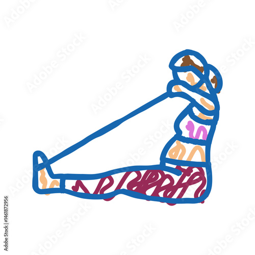 seated row resistance band pregnant fitness icon doodle illustration