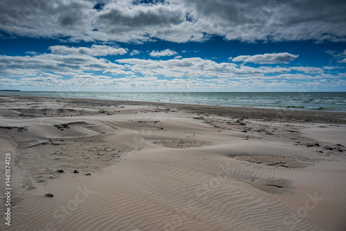 Fototapeta Naklejka Na Ścianę i Meble -  Cold and windy day by Baltic sea, Liepaja, Latvia.