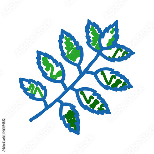 neem leaves ayurvedic herb icon doodle illustration