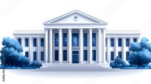 The White House is a large, white building with blue accents