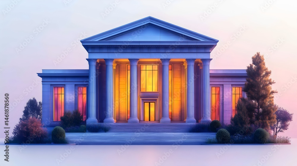Obraz premium A large building with columns and a large window