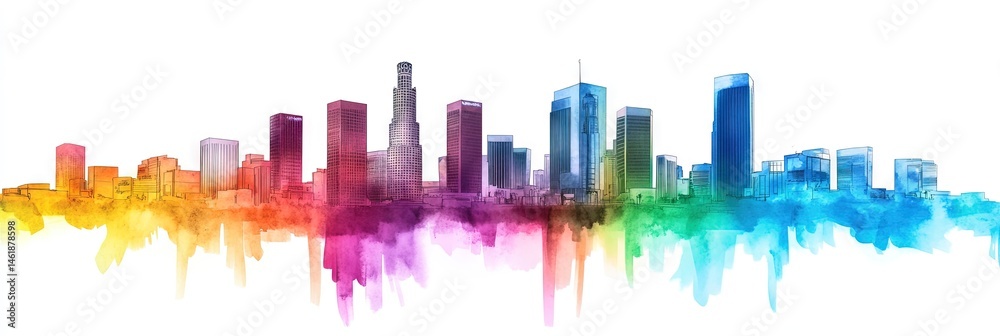 Obraz premium manga los angeles downtown skyline