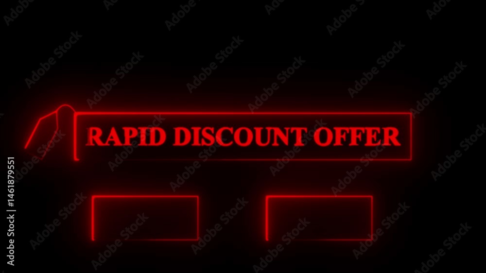glowing neon text animation of rapid discount, offer sale concept in neon line ,text animation on black background. glowing neon text animation of rapid discount, offer sale concept in neon line ,text animation on black background.
