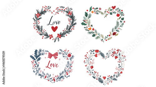 A heart-shaped wreath made of vibrant flowers and foliage, beautifully arranged in a symmetrical pattern, perfect for romantic occasions, celebrations, and decorative home designs.