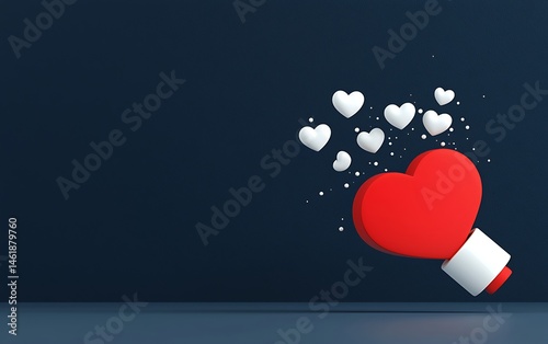 Red heart, white hearts, dark background