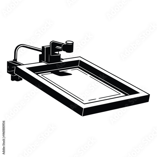 Screen printing frame Silhouette, Vector, Illustration, Icon, Logo, White Background.