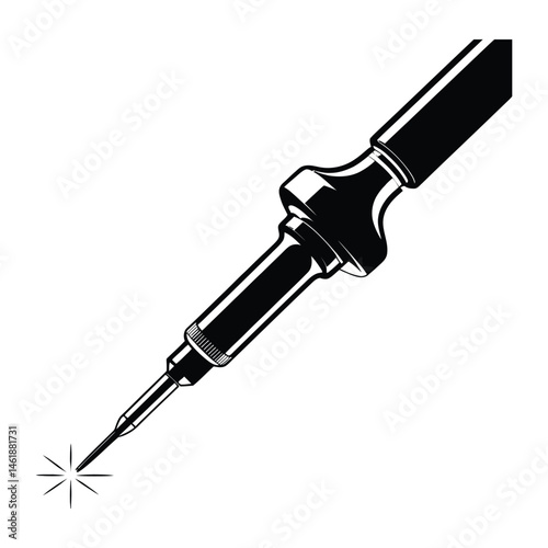 Soldering iron tip Silhouette, Vector, Illustration, Icon, Logo, White Background.