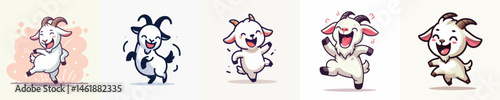 Vector of a cute little goat dancing