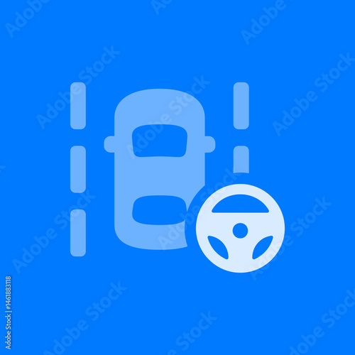 Filled Car Lane Steering Wheel
