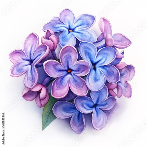 Elegant Blue and Purple Floral Bouquet in Digital Illustration photo