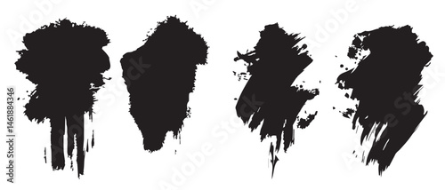 Black Brush Stroke Vector Elements for Creative Design