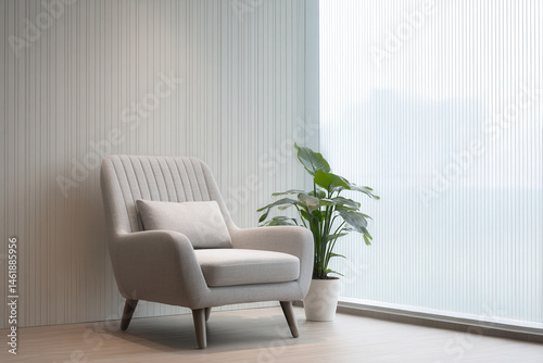 Wallpaper Mural serene interior space showcasing light aesthetic minimalism featuring soft neutral colors natural light filtering Torontodigital.ca