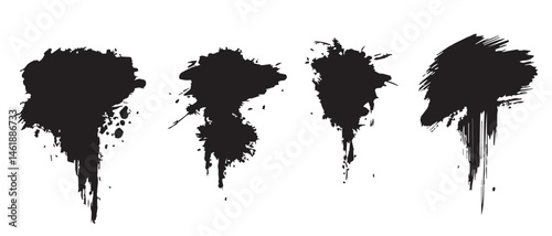 Black Brush Stroke Vector Elements for Creative Design
