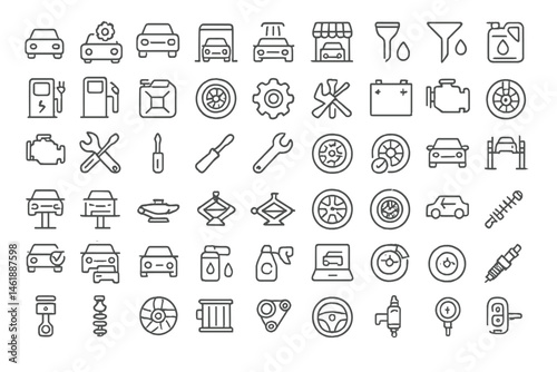 Car repair and maintenance vector illustration icons for automotive services and solutions