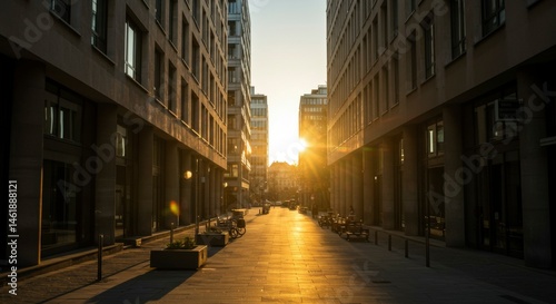 Urban street at golden hour