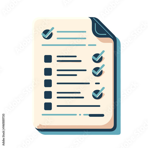 Vector illustration of completed checklist for productivity concept, modern design