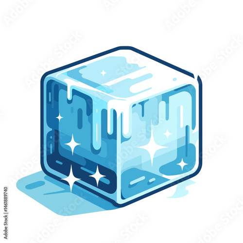 Vector illustration of ice cube for refreshing drinks concept, cool design