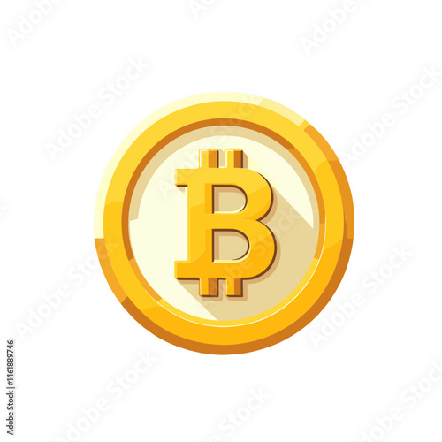 Vector illustration of Bitcoin coin for cryptocurrency concept, modern design