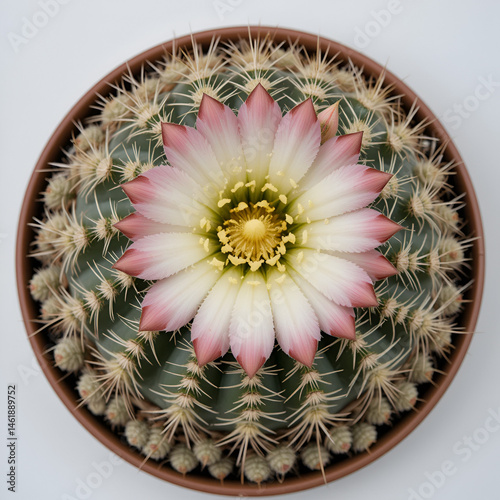 Gymnocalycium ,Gymnocalycium mihanovichii or gymnocalycium mihanovichii variegated with flower or cactus flower photo