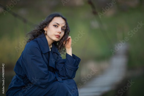 Obraz na płótnie Beautiful Woman long brunette hair. Spa model Girl with Perfect Fresh Clean Skin. Beauty black eyes. w salonie