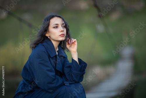 Obraz na płótnie Beautiful Woman long brunette hair. Spa model Girl with Perfect Fresh Clean Skin. Beauty black eyes. w salonie
