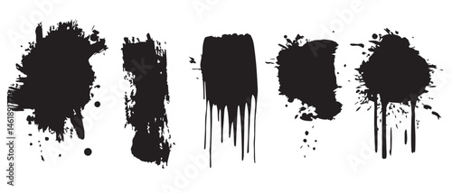 Black Brush Stroke Vector Elements for Creative Design