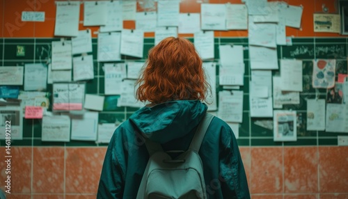 Person looking at bulletin board