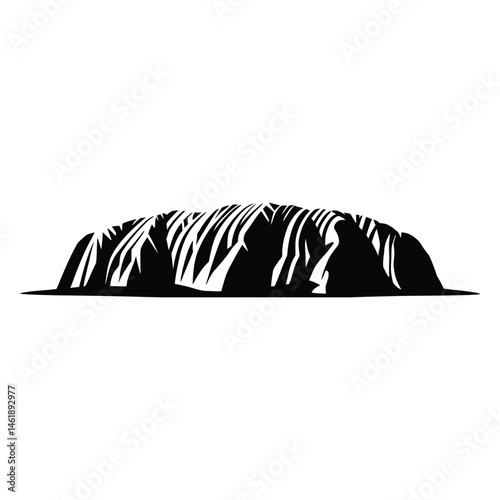 Uluru Silhouette, Vector, Illustration, Icon, Logo, White Background.