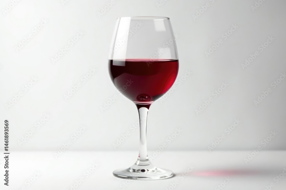 Single glass of red wine against bright white, background, studio shot, wine glass Single glass of red wine against bright white, background, studio shot, wine glass