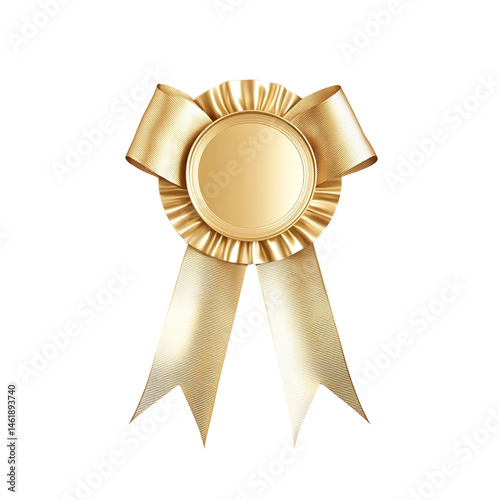 Elegant golden rosette ribbon on black background symbolizing achievement