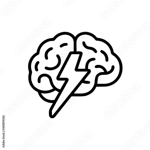 Brain with Lightning Bolt Symbolizing Exam Stress  