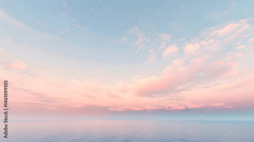 Fototapeta premium Sky at Dawn: A tranquil dawn sky with soft pastel colors and the first light of day breaking over the horizon. 