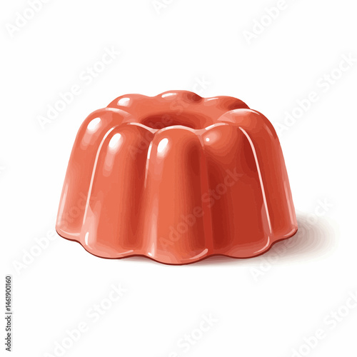 Gelatinous dessert shown in a layered rendering of shades of red and white