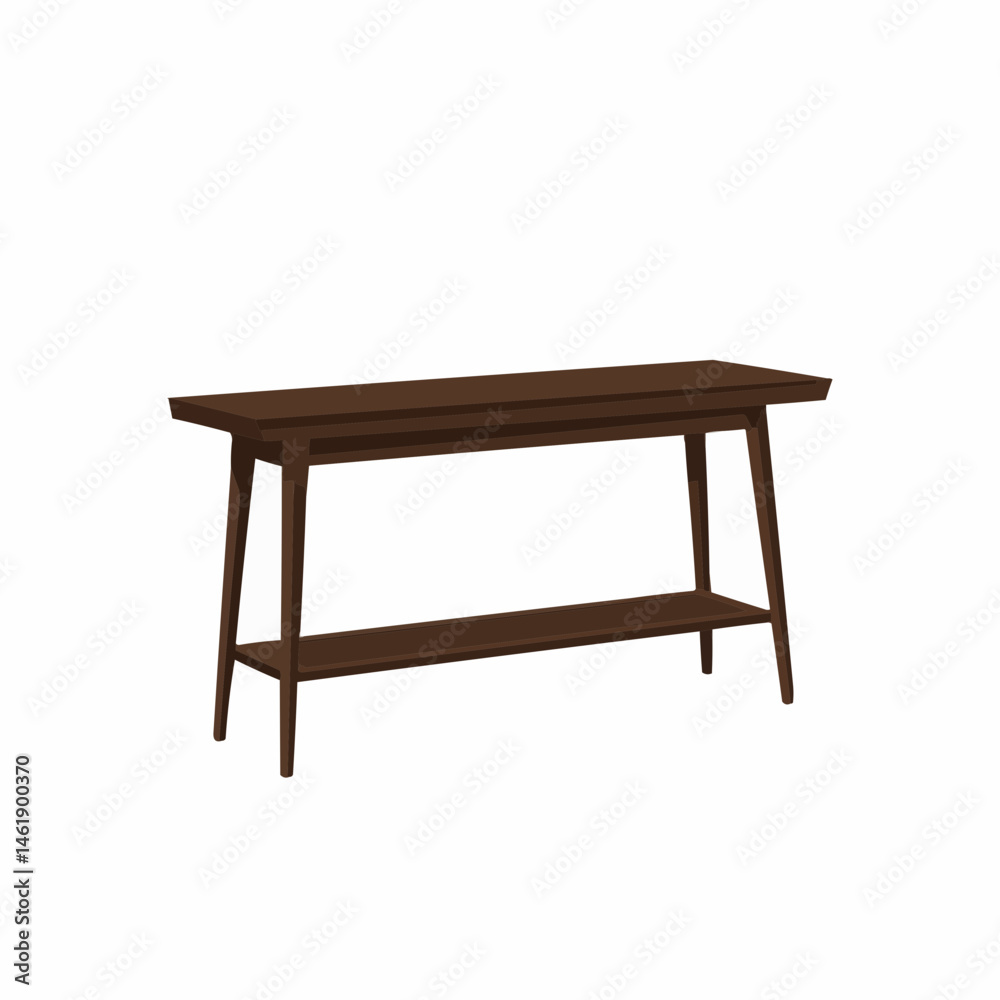 A dark brown, rectangular wooden bench with four legs against a white background A dark brown, rectangular wooden bench with four legs against a white background