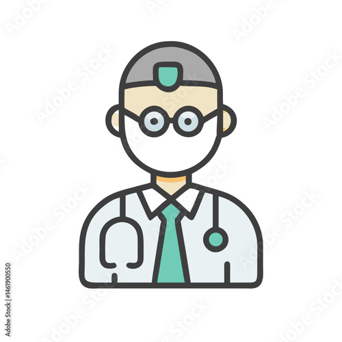 Healthcare professional in a medical setting wearing a mask and glasses while providing care and support to patients