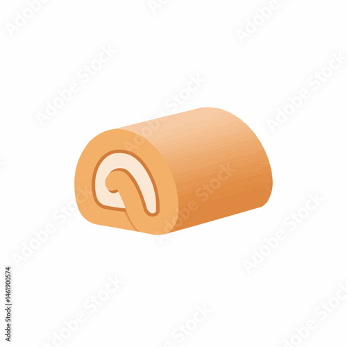 Orange-toned roulade illustration with cream spiral on white backdrop