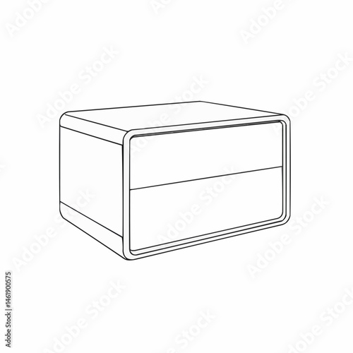 Simple minimalistic illustration of a rounded edge table, white background