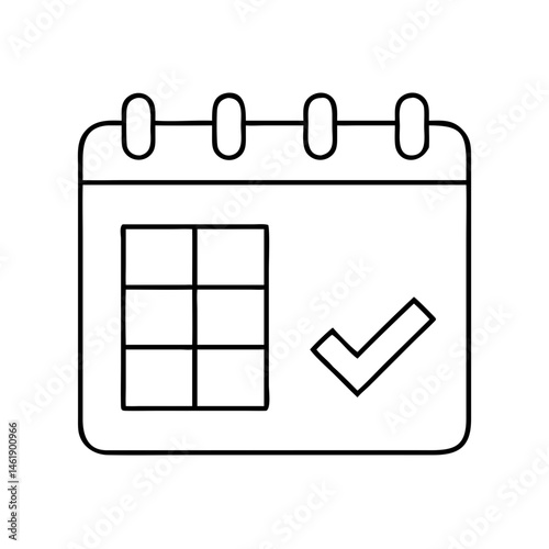 Calendar with checkmark indicating task completion for planning and organization in daily life