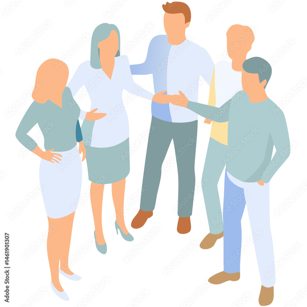 Group of professionals engaging in conversation at a business meeting in a modern office setting during daytime hours Group of professionals engaging in conversation at a business meeting in a modern office setting during daytime hours