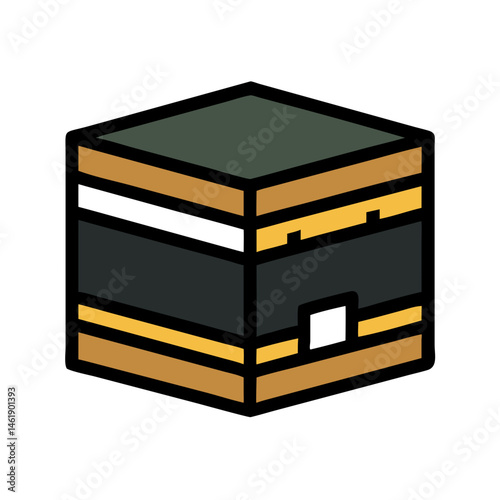 Depiction of Kaaba at Masjid al-Haram during the Hajj pilgrimage in Mecca, Saudi Arabia, attracting pilgrims for spiritual journey