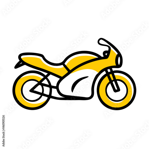 Bright yellow motorcycle showcasing sleek design and modern aesthetics on a plain background