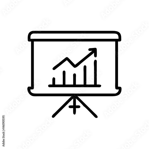 Graph presentation illustrating growth trends during a business meeting at a conference hall in the morning