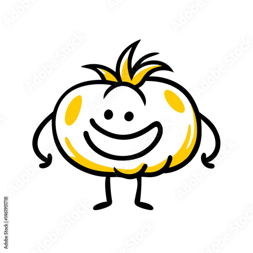 Happy cartoon vegetable character with a friendly smile and playful features designed for a fun atmosphere